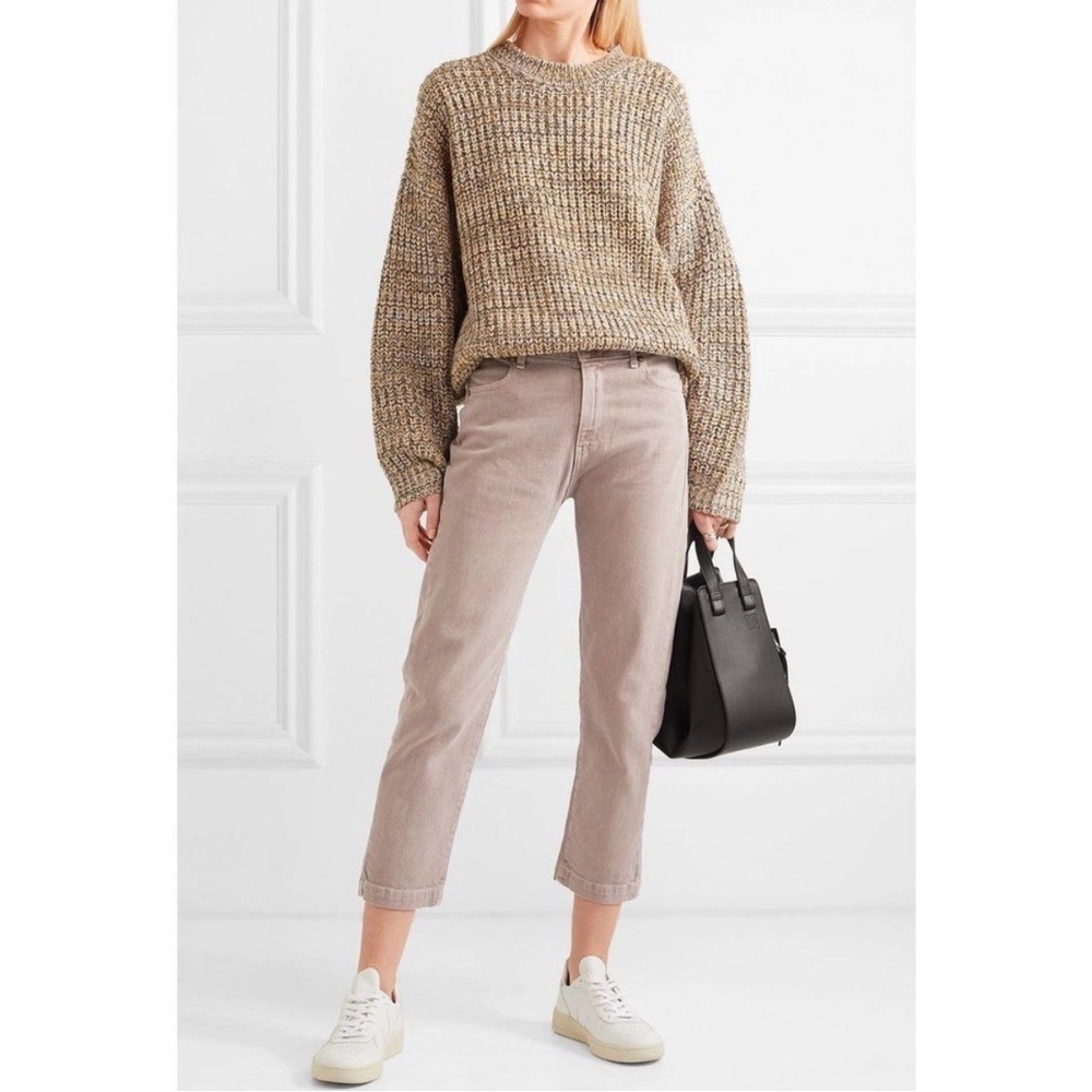 THE GREAT. the Rambler Cropped Beige Cotten stretch denim Straight Jeans | 26
